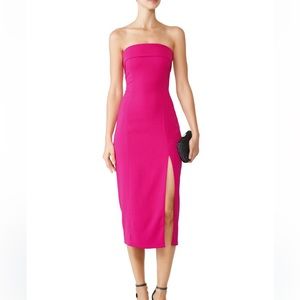 Jay Godfrey Kerr Strapless Midi Side Slit Cocktail Dress Pink Women's Size 4